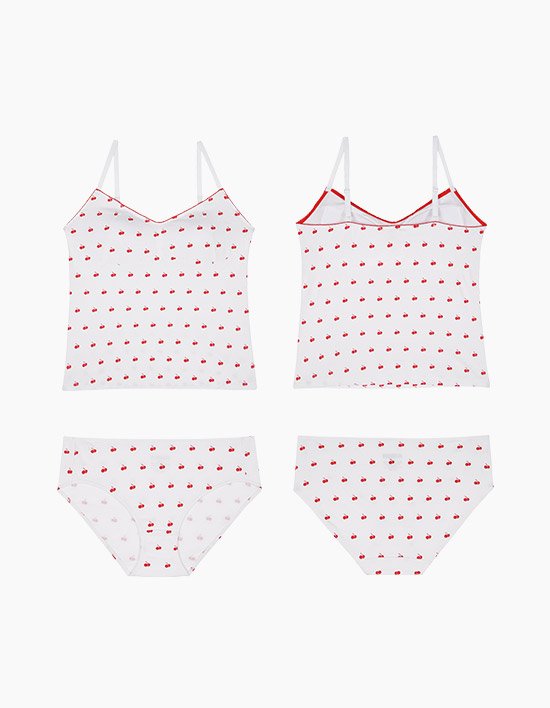 [키르시] 여성 체리 프린트 브라탑 팬티 4종 세트