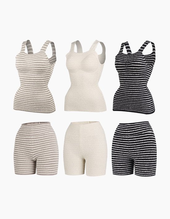 [BOUDLE] 여성 스트라이프 프리컷 롱브라탑 팬티 세트 택일