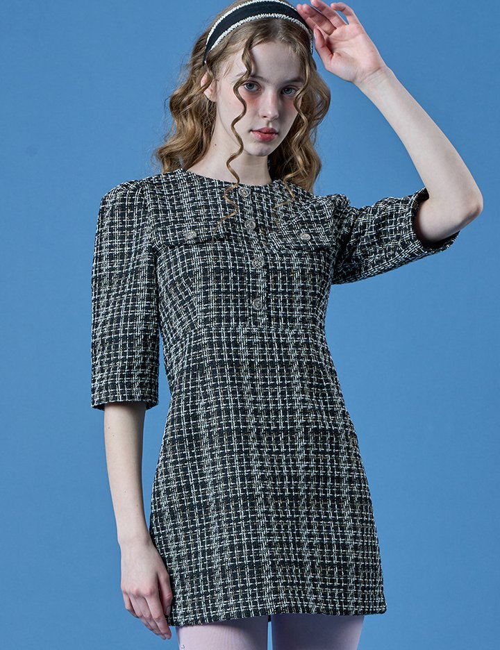 [콜릿] 트위드 클래식 포켓 미니원피스 (BLACK)