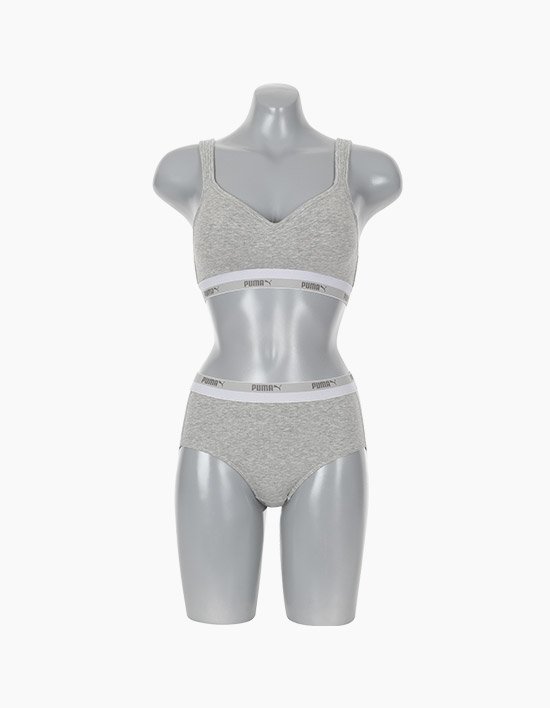[푸마] 여성 맞춤 몰드 브라 팬티 세트 멜란지그레이