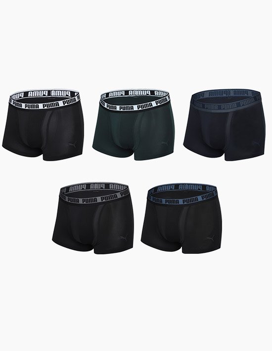 [푸마] 남성 딥 컬러 흡한속건 드로즈 사각 팬티 5종 세트