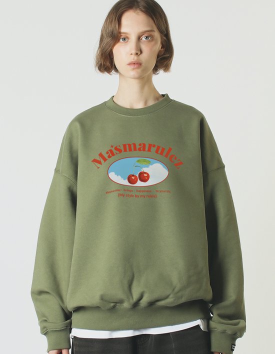 [마스마룰즈] 플러피 체리 스웻셔츠 _ 카키