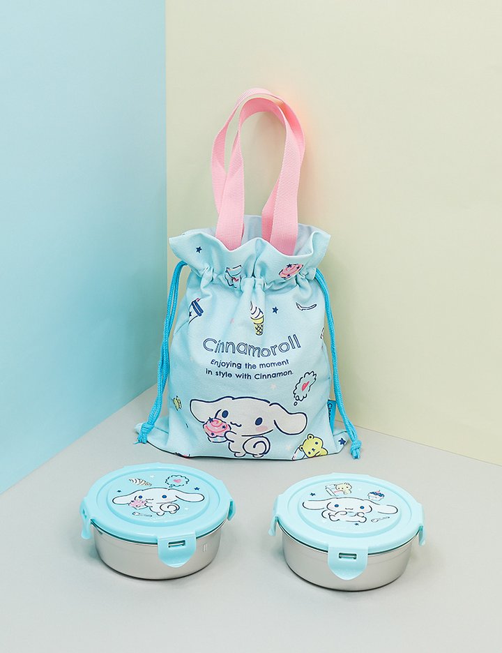 [릴팡] 산리오 원형스텐 2단 도시락조리개세트(시나모롤) (단품)