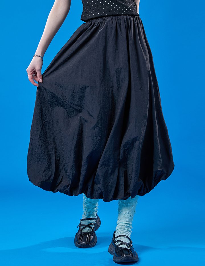 [콜릿] 벌룬 쿨링 에어리 바스락 롱스커트 (BLACK) KCL.