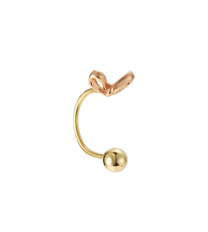 [티르리르] 14K 핑크골드 리본 포인트 테일 피어싱 TEPK4P00288M(PC)-3 (단품)