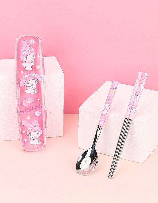 [릴팡] 산리오 올인원 진공 스텐수저 클리어케이스3P세트(마이멜로디) / SC8772 (단품)