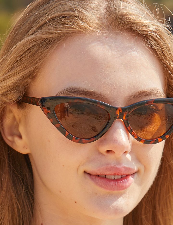 [콜릿] WOMEN 레이어드 뿔테 레오파드 캣 자외선 차단 선글라스 (TRRP)