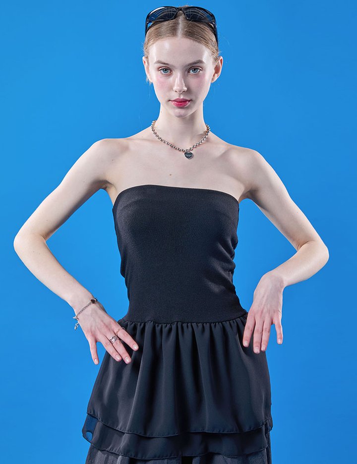 [콜릿] 미디 오프숄더 탱크탑 레이어드 나시 이너 탑 (블랙)