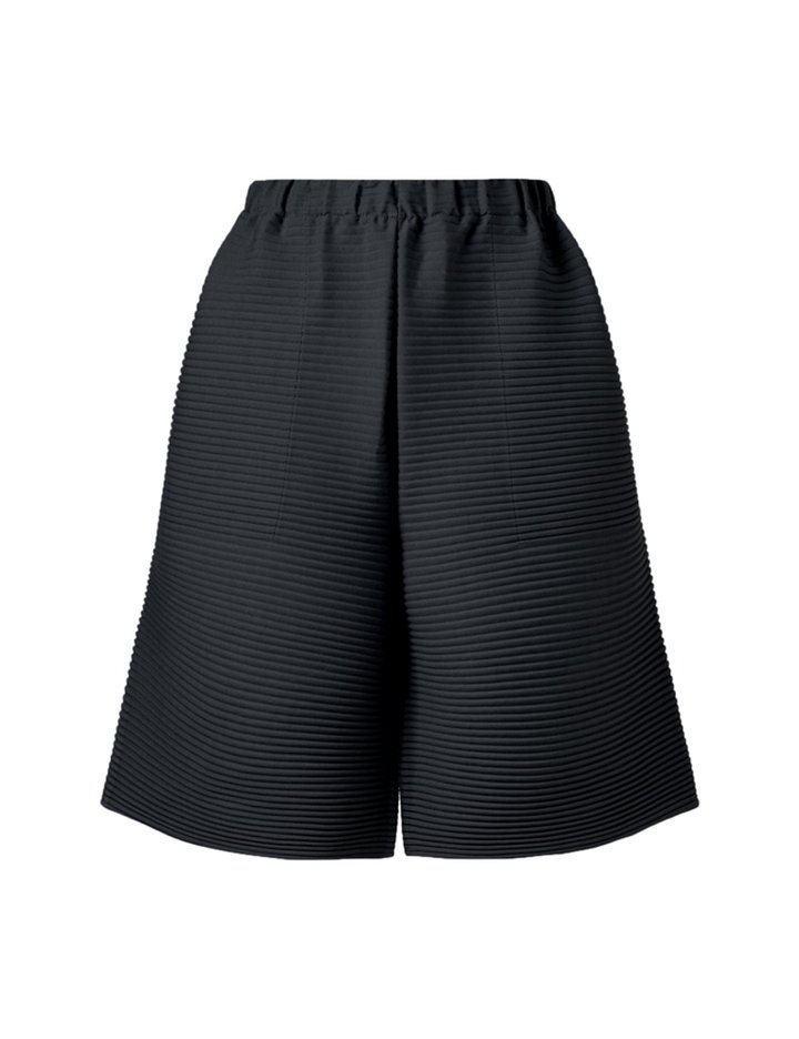 [몽플리쎄] 여성 가로 플리츠 컴포터블 반바지 (블랙)