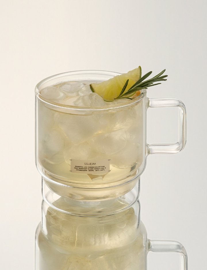 [쓰임] 에센셜 이중 내열 핸들 유리컵 M 2P