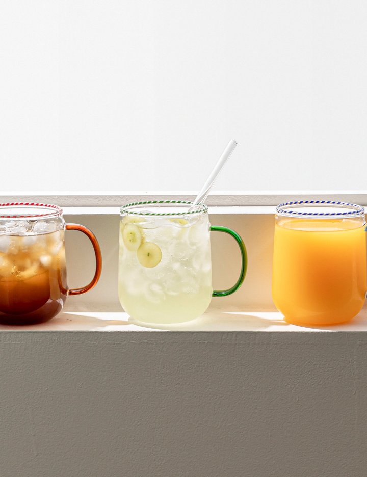 [쓰임] 라운드 핸들 내열글라스 550ml 4p (3color)