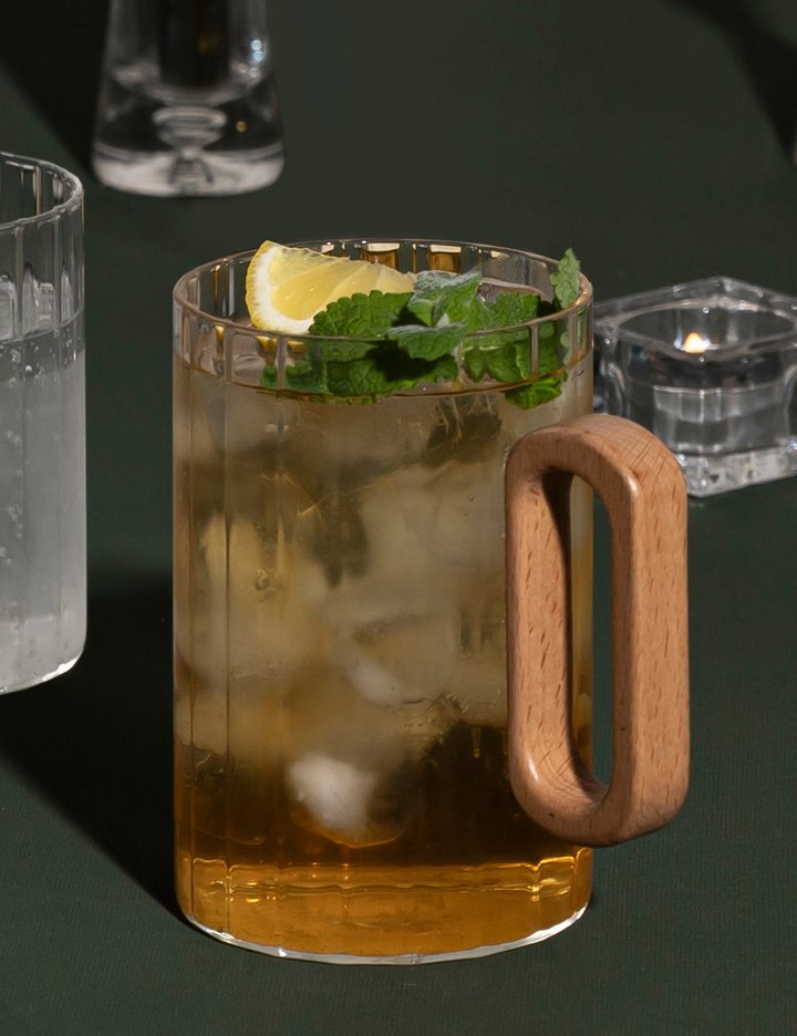 [쓰임] 베이지 우드핸들 글라스 500ML 2p/4p