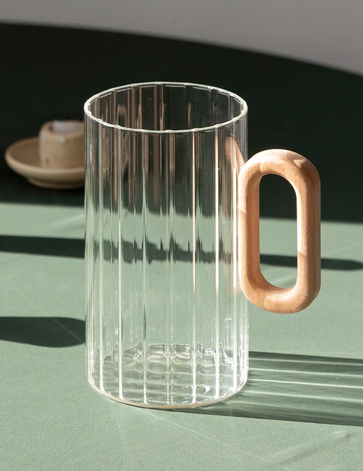 [쓰임] 베이지 우드핸들 글라스 600ML 2p/4p