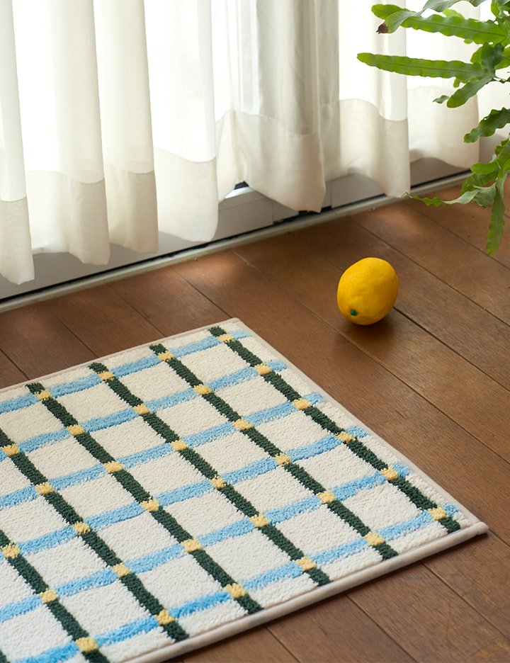 [데코뷰] 어반체크 폭신한 자카드 항균 극세사 발매트