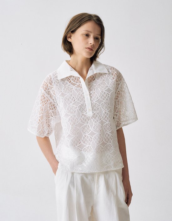 [앤클라인]카라 크로셰 블라우스 N5HM58