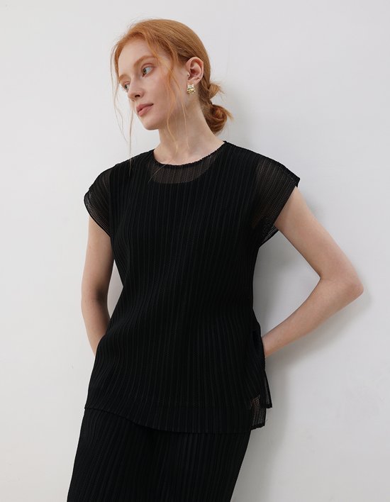 [플리츠무드] 에일 플리츠 이중 블라우스 2colors (택1)