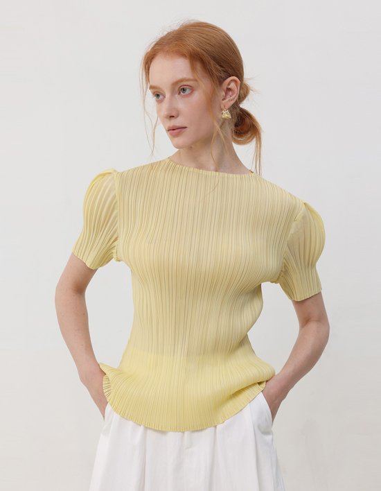 [플리츠무드] 멜로 볼륨 셔링 플리츠 탑 3colors (택1)