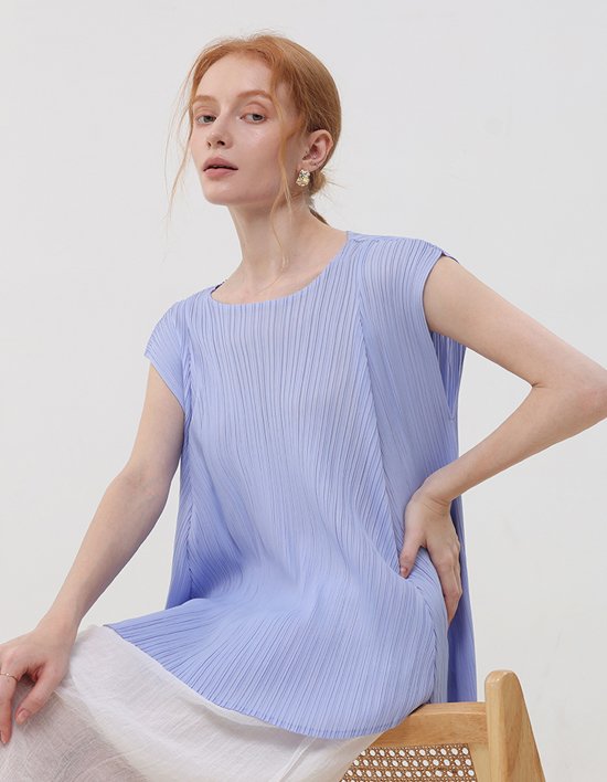 [플리츠무드] 소프트 플리츠 캡소매 블라우스 3colors (택1)