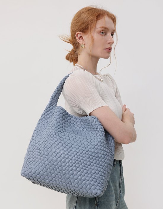 [플리츠무드] 컬러 위빙 빅 호보 백 (파우치set) 5colors (택1)