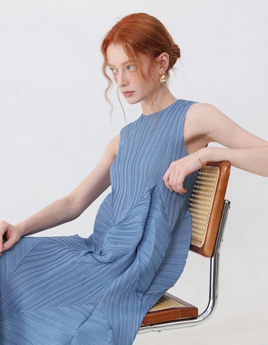 [플리츠무드] 알루 나시 롱 플리츠 원피스 2colors (택1)