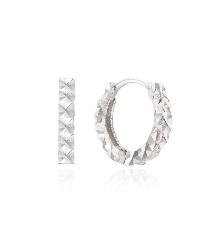 [티르리르] 미니 컷팅 원터치 실버 귀걸이 TEESVW06709M (실버화이트)