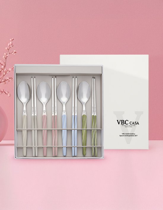 [VBC까사] 레오네 커트러리 마블 4인 수저세트 8P 5colors (택1)
