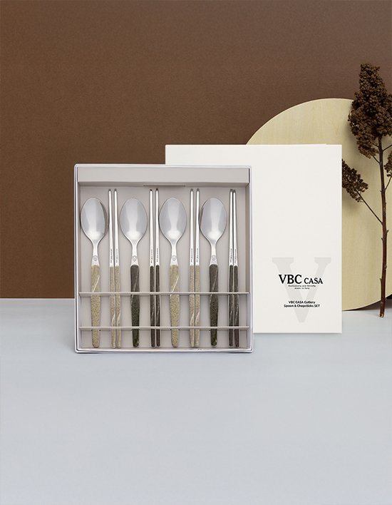 [VBC까사] 레오네 커트러리 스톤 4인 수저세트 8P 4colors (택1)