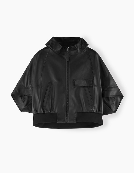 [앤클라인]5부소매 레더 숏 자켓 E5HF004