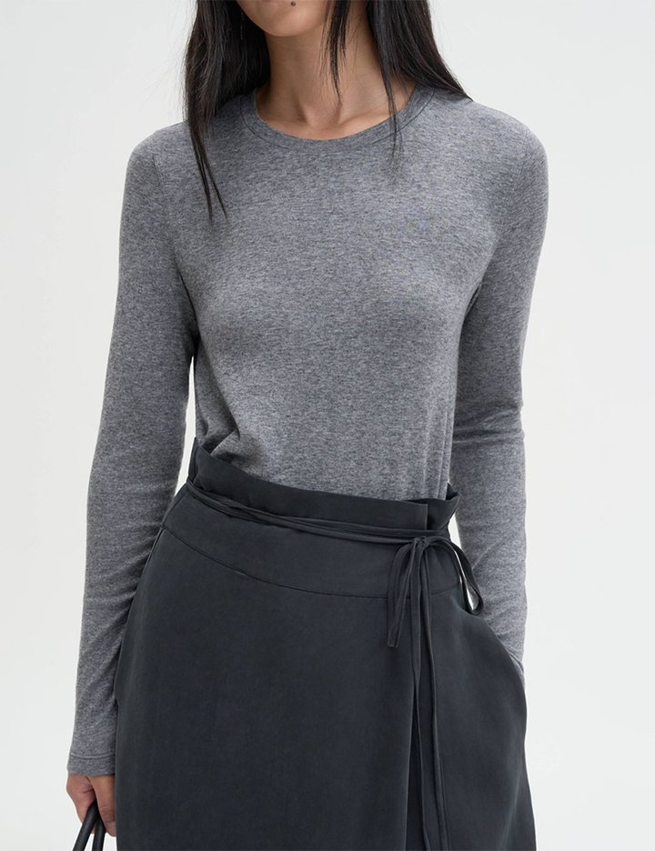 [매그제이] 크루넥 울 티셔츠 - 그레이