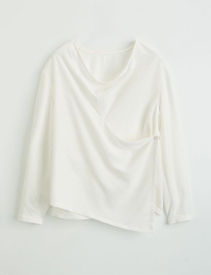 [매그제이] 드레이프 텐셀 블라우스 - 아이보리