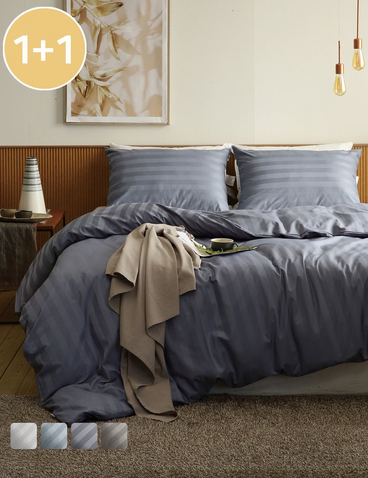 [바운티풀] (1+1) 호텔베딩 3cm 와이드 스트라이프 베개커버 4종 (택1)