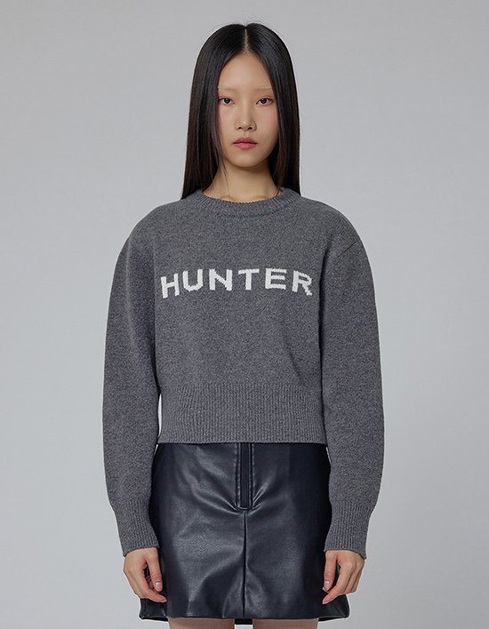 [헌터] 로고 크롭 캐시미어 혼방 스웨터 2종 (택1)