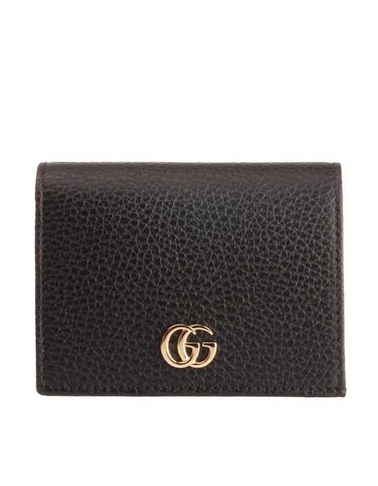 [구찌] Gucci black leather women Bifold wallet