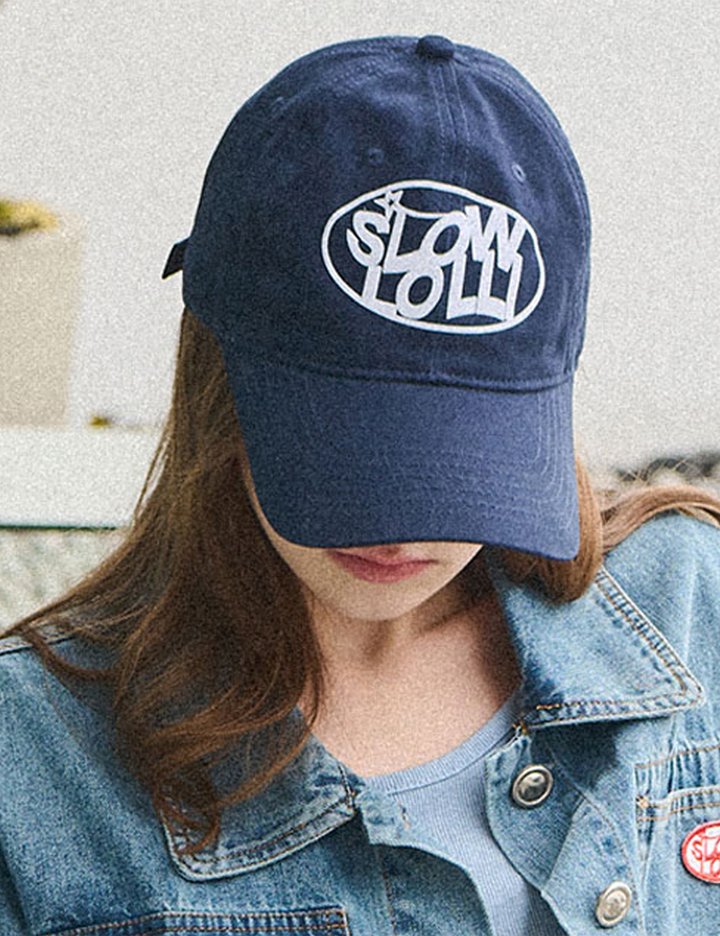 [슬로우롤리] 오벌 로고 볼캡 - 네이비
