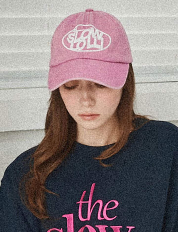 [슬로우롤리] 오벌 로고 볼캡 - 핑크