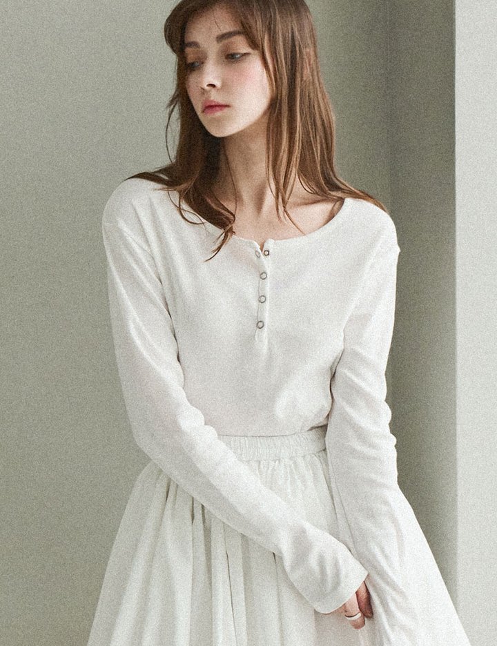 [슬로우롤리] 베이직 스냅 슬리브 티셔츠 4 colors (택 1)