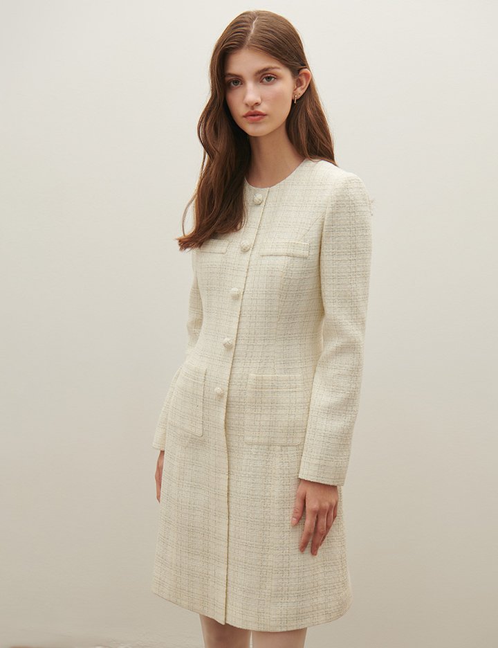 [샤틴] 클래식 버튼 트위드 원피스 S254B609