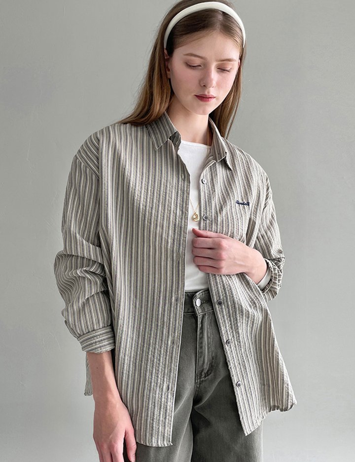 [슬로우롤리] 레이드백 스트라이프 셔츠 2 colors (택 1)