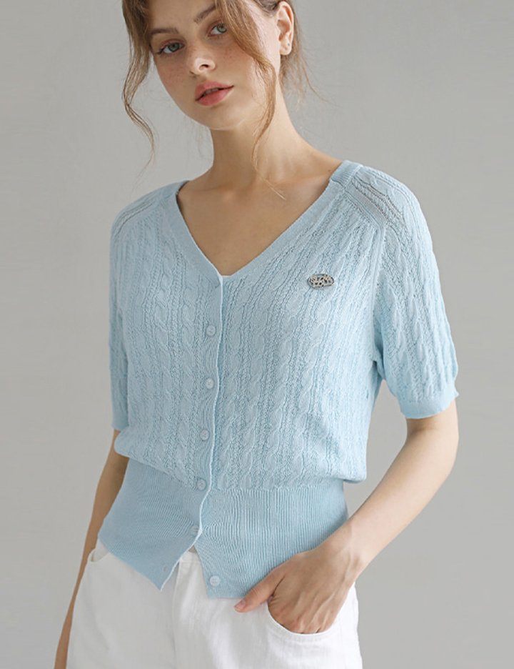 [슬로우롤리] 에어리 서머 케이블 니트 가디건 4 colors (택 1)