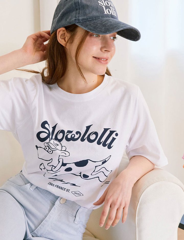 [슬로우롤리] 롤링 퍼피 티셔츠 - 화이트