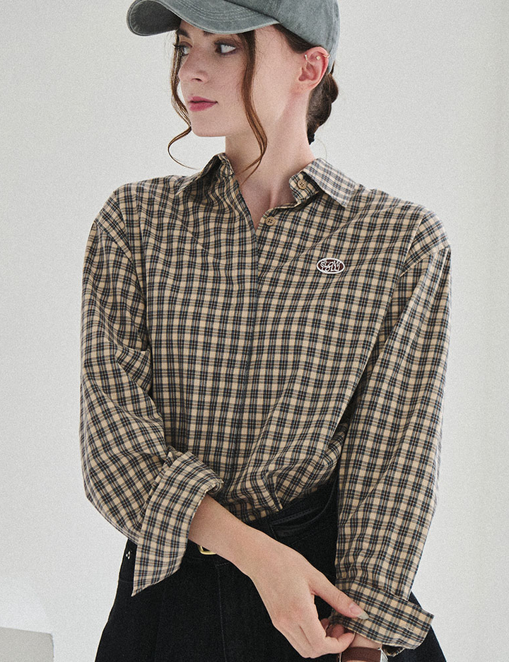 [슬로우롤리] 데일리 플래드 체크 셔츠 - 베이지