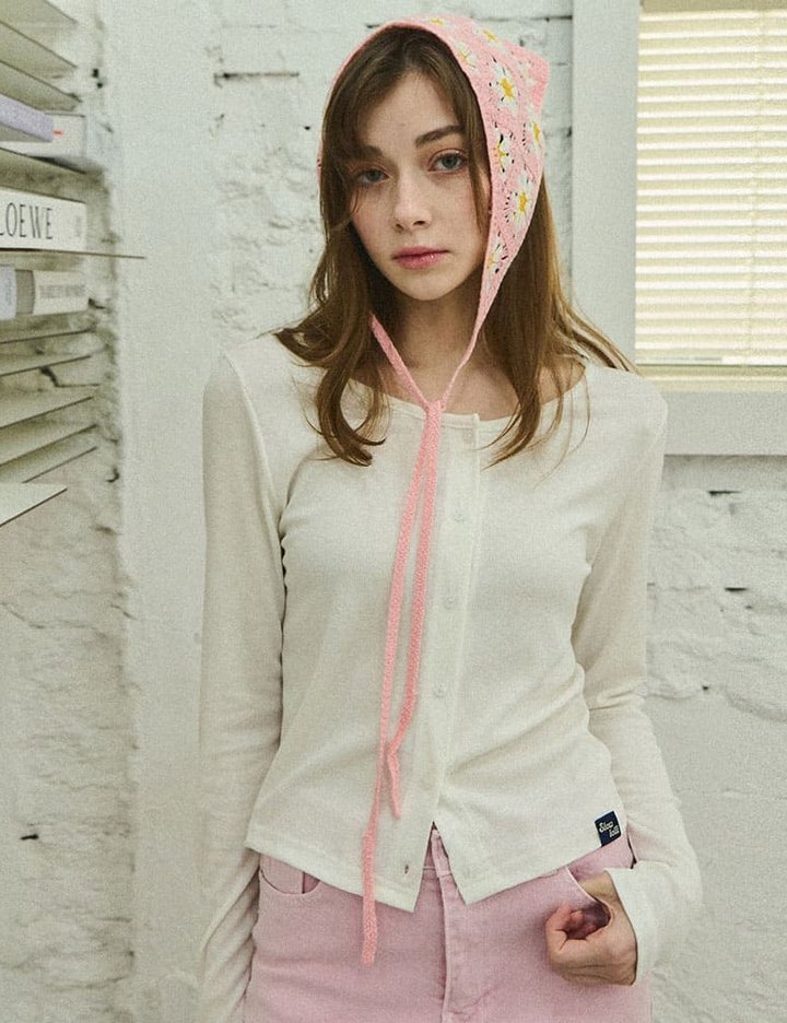 [슬로우롤리] 보트넥 베이직 슬리브 가디건 - 아이보리