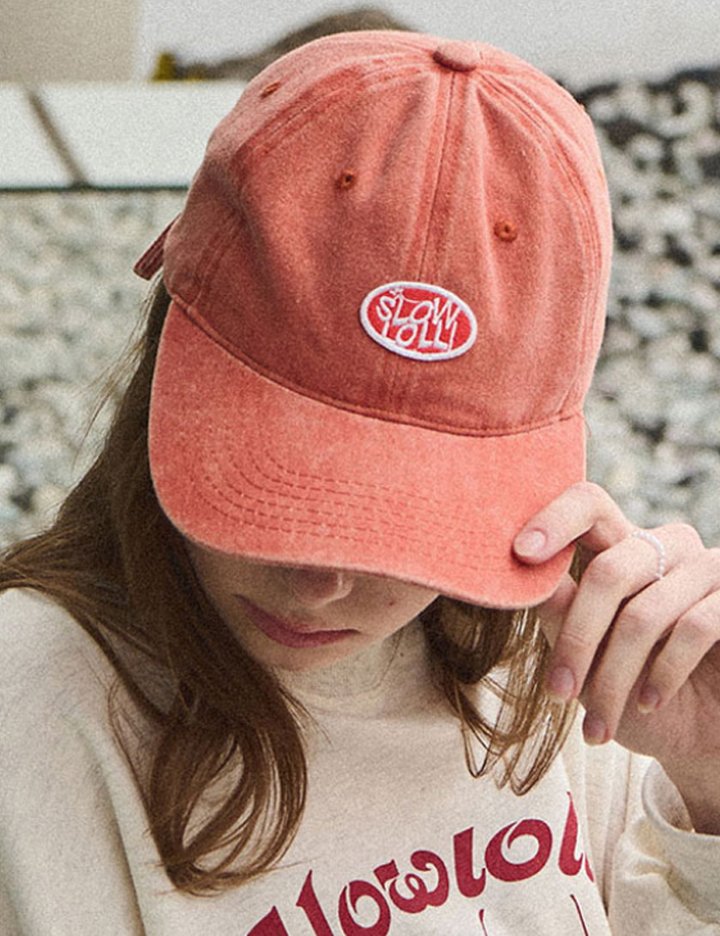 [슬로우롤리] 로고 엠브로이더리 볼캡 - 브릭 오렌지