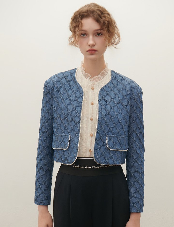 [샤틴] 진주장식 데님 자켓 S253B151