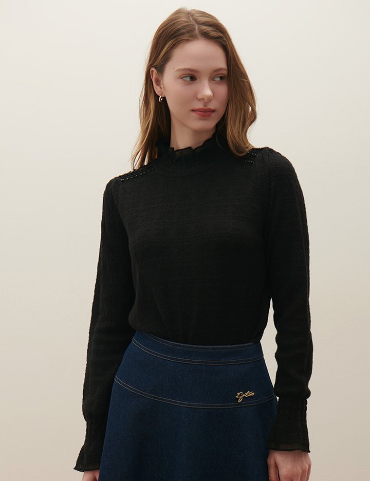 [샤틴] 하이넥 레이스 니트 O254T965