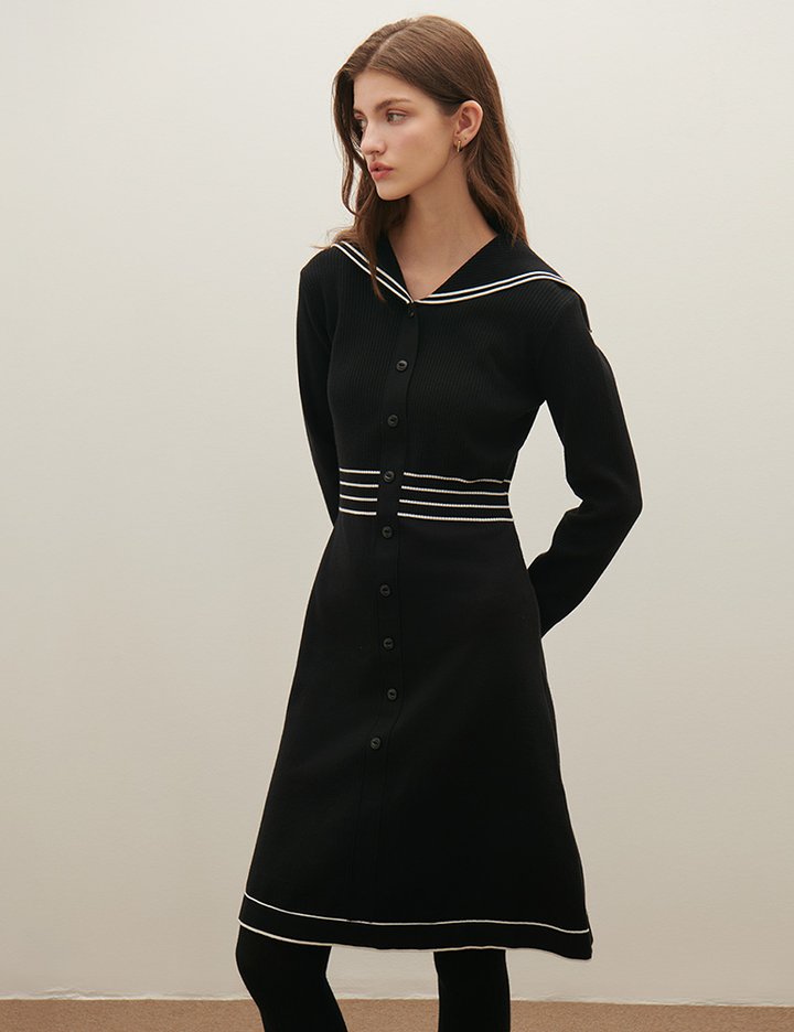 [샤틴] 세일러카라 니트 원피스 O254T917