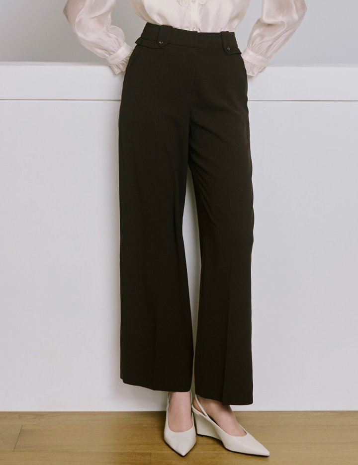 [샤틴] 허리 프릴 와이드 슬랙스 팬츠 S253S402