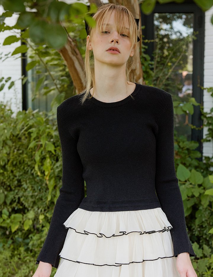 [샤틴] 니트 티어드 프릴 원피스 S253T952