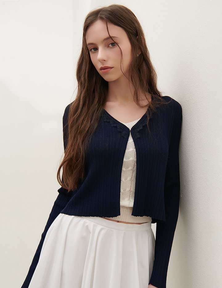 [샤틴] 레이스 테이프 니트 가디건 O252T902_3컬러 (택1)