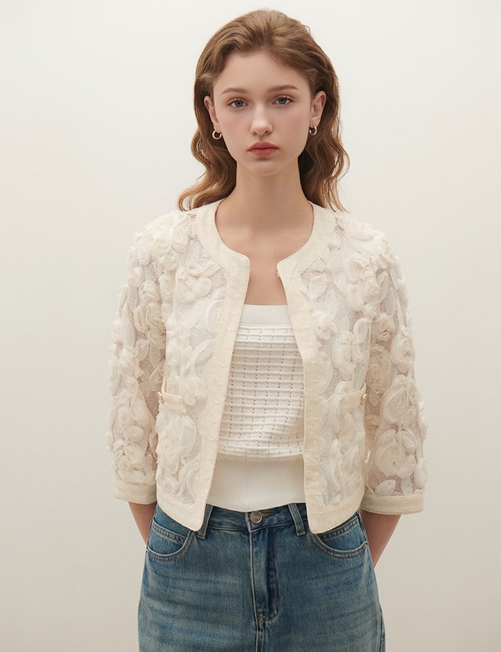 [샤틴] 플라워 자수 레이스 자켓 S253M152